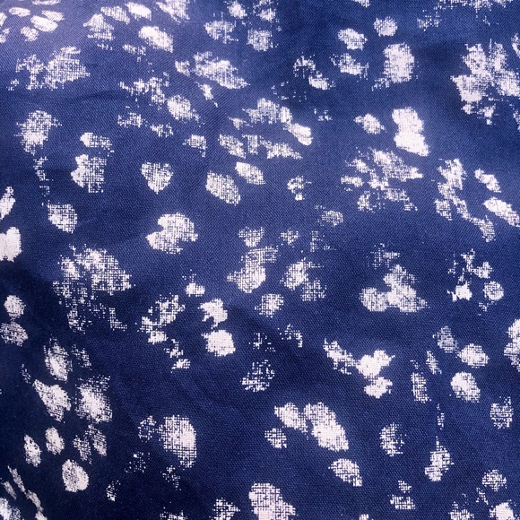 Gap navy blue and tan splattered split neck waist tie midi dress, XL - Picture 4 of 6